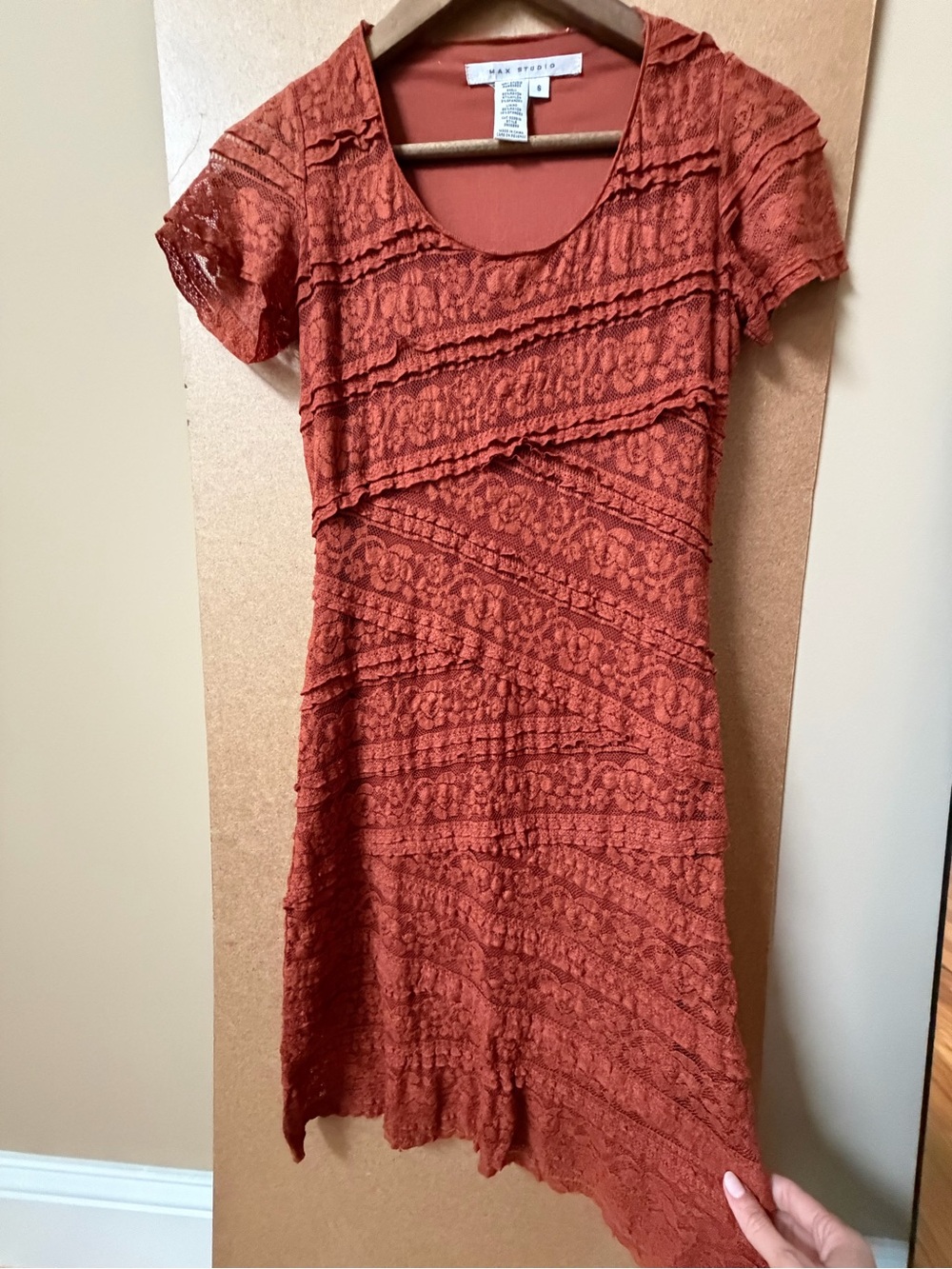 Max Studio Rust Lace A-Line Mini Dress